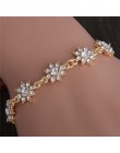 MISANANRYNE Hot 1pc złoty kolor austriacki kryształ Hollow urocze różowe łańcuch kwiatowy bransoletka dla kobiet biżuteria hurto