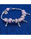 Koraliki różowy kryształ bransoletki i Bangles kobiety moda Charm bransoletka Femme posrebrzane Rhinestone szklane bransoletki n