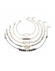 Moduł artystyczny czarny koraliki łańcuch bransoletki bransoletki dla kobiet moda serce kompas kolor złoty łańcuch bransoletki z