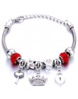 Antyczny oryginalny korona klucz kształt zamka 6 kolorów uroku bransoletki dla kobiet paciorki szklane marki bransoletka i brans