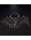 6 sztuk/zestaw w stylu Vintage kryształ gwiazda wisiorek z księżycem list klejnot skórzana bransoletka zestaw kobiety Charm Part
