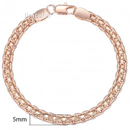 5mm bransoletka dla kobiet dziewczyn 585 różowe złoto Bismark Link bransoletki i łańcuszki na rękę kobiety biżuteria Hot Party b