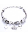 Antyczny oryginalny korona klucz kształt zamka 6 kolorów uroku bransoletki dla kobiet paciorki szklane marki bransoletka i brans