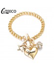 Cuteeco moda wykwintne urok polerowanie kryształowe złoto srebro różowe złoto bransoletka na rękę Trendy serce metalowy mankiet 