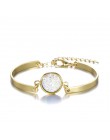 Cuteeco moda wykwintne urok polerowanie kryształowe złoto srebro różowe złoto bransoletka na rękę Trendy serce metalowy mankiet 