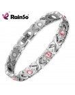 RainSo kobiet bransoletka błyszczące kryształ ze stali nierdzewnej moda zdrowie biżuteria magnetyczna Hologram bransoletka Charm