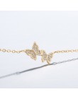 Hfarich bransoletka elegancki zwykłe kryształki motyl bransoletka Bangle dla damski łańcuszek biżuteria złota róża kolor Dropshi