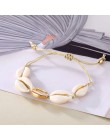 Złoty kolor Cowrie Shell bransoletki dla kobiet delikatne liny łańcuch koraliki na bransoletkę Charm bransoletka czeski plaża bi