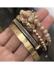Gorąca sprzedaż klasyczny ręcznie oplatania bransoletki Gold Hip Hop mężczyźni Pave CZ cyrkon korona cyframi rzymskimi bransolet