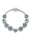 Oryginalny tybet srebrny kryształ cztery liść koniczyny bransoletka ze szklanymi koralikami ze szkła Murano Charm bransoletka Ba