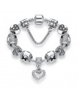 ELESHE luksusowe marki kobiety bransoletka srebrny kolor kryształ Charm bransoletka dla kobiet DIY 925 koraliki bransoletki i Ba