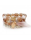 Kryształ koralik bransoletki dla kobiet w stylu Vintage bransoletka damska biżuteria Tassel naturalny kamień Charms nadgarstek p