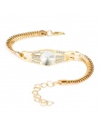 QCOOLJLY Luksusowe Okrągły Kryształ CZ Ręcznie Bransoletki Łańcuchowe dla Kobiet Złoty Kolor Twisted Bransoletka i Bransoletki D
