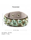 2019 kamienne bransoletki dla kobiet Wrap mankiet Slake skórzane bransoletki z kryształem Rhinestone para natura biżuteria