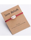Pipitree Love natura powłoki Charm bransoletka papier pakowy karta życzeń prezent Handmade czerwony ciąg bransoletki dla kobiet 