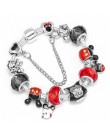 Boosbiy Dropshipping śliczne Mickey Minnie Charm bransoletka dla kobiet dzieci z srebrny łańcuszek żmijka łańcuch marka bransole