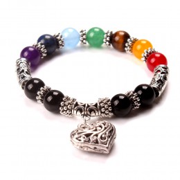 DIEZI nowych mężczyzna kobiet 7 Chakra bransoletki bransoletki kolory mieszane kryształy terapeutyczne kamień czakra Mala serce 