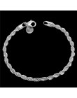 Eleganckie błyszczące 925 biżuteria Unisex Twist bransoletka grzywny mody bransoletki i Bangles dla kobiet najwyższej jakości sp