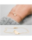 2 sztuk/zestaw 2019 nowy Minimalsm szczupła złota łańcuch serce Pearl Charm bransoletki dla pani kobiet słodkie romantyczne bran