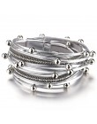 ALLYES wielowarstwowe skórzane bransoletki dla kobiet Femme kryształowe koraliki metalowe Charm czeski Wrap bransoletka damska b