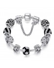 ELESHE autentyczne emalia srebrny kryształowe koraliki Charm bransoletka dla kobiet z łańcuch bezpieczeństwa Strand bransoletka 