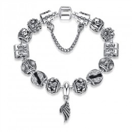 ELESHE autentyczne emalia srebrny kryształowe koraliki Charm bransoletka dla kobiet z łańcuch bezpieczeństwa Strand bransoletka 