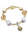 W stylu Vintage zawieszka srebrna bransoletka z drzewa życia wisiorek i złoty kryształ Ball marka bransoletka Dropshipping