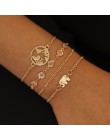 Sindlan 4 sztuk/zestaw mapie słoń urok bransoletki dla kobiet złoty kryształ na rękę łańcuch fajne moda biżuteria ręczna kobiet 