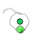 DIEZI Glow In The Dark Charms bransoletka szkło Cabochon szary księżyc Luminous biżuteria srebro Chain Link bransoletki dla kobi