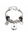 Nowy srebrny Plated DIY przystawki przycisk bransoletka wisiorek kryształ łańcuch z 18mm przystawki przycisk dla kobiet akcesori