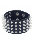 Unikalne cztery wiersz Cuspidal kolce nit Stud szeroki mankiet skórzany Punk Gothic Rock Unisex bransoletka biżuteria bransoletk