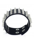 Unikalne cztery wiersz Cuspidal kolce nit Stud szeroki mankiet skórzany Punk Gothic Rock Unisex bransoletka biżuteria bransoletk