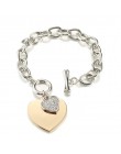 Shefly Love Heart Charm bransoletki dla kobiet złoty kolor srebrny Bileklik bransoletka i bransoletka biżuteria europa American 