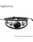 Nowe, ręcznie robione, Luminous 12 konstelacji zodiaku druku skórzane bransoletki szklane zatrzaski bransoletka Bangle dla kobie