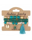 4 sztuk/zestaw czeski Shell Charm bransoletki bransoletki dla kobiet moda elastyczna Strand regulowane bransoletki zestawy biżut