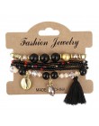 4 sztuk/zestaw czeski Shell Charm bransoletki bransoletki dla kobiet moda elastyczna Strand regulowane bransoletki zestawy biżut