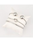 3 sztuk/zestaw czechy w stylu Vintage bransoletka srebrny Knot Ball otwarty srebrny bransoletka dla kobiet Party akcesoria ślubn