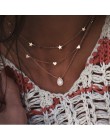W stylu Vintage wielowarstwowe złote naszyjniki dla kobiet Kolye moda księżyc gwiazda kryształ Chain naszyjniki i wisiorki Boho 