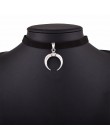 2019 nowy projekt czarny aksamitna wstążka Choker naszyjnik Gothic ręcznie z urok wisiorek z księżycem Gothic Emo dla kobiet Col