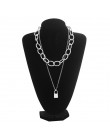 Podwójna warstwa blokady łańcucha naszyjnik punk 90s link Chain kolor srebrny kłódka naszyjnik kobiety moda gotycka biżuteria