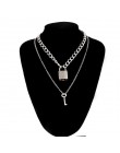 Podwójna warstwa blokady łańcucha naszyjnik punk 90s link Chain kolor srebrny kłódka naszyjnik kobiety moda gotycka biżuteria