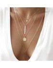 W stylu Vintage wielowarstwowe złote naszyjniki dla kobiet Kolye moda księżyc gwiazda kryształ Chain naszyjniki i wisiorki Boho 