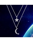 925 sterling silver długi gwiazda księżyc choker naszyjniki wisiorek moda srebro biżuteria oświadczenie naszyjnik dla kobiet Kol