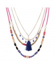 Czeski wielu kolor warstwy naszyjniki kolorowe koraliki Tassel Maxi długa etniczne łańcuch biżuteria oświadczenie naszyjnik dla 
