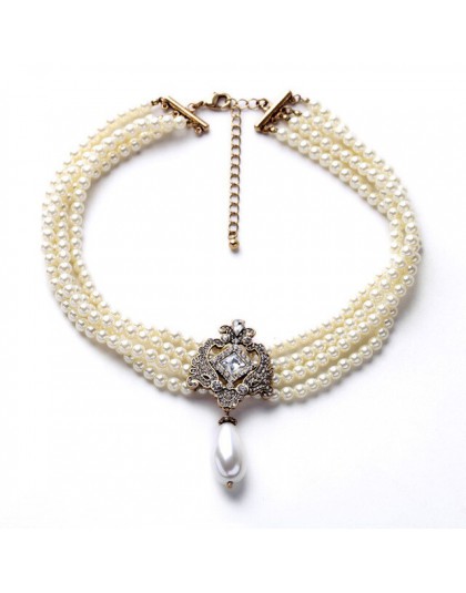 2019 Party Dazzle Noble wielowarstwowy łańcuszek z koralikami romantyczny naszyjnik Choker imitacja perły naszyjnik biżuteria