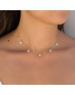 Proste okrągłe cekiny Choker Chain wyróżniający się naszyjnik kobiety obojczyk wisiorek naszyjnik charms biżuteria