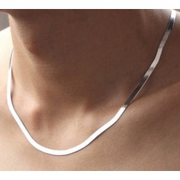 Anenjery 925 sterling srebrny naszyjnik Unisex płaskie wąż Link Chain karabińczyk collares naszyjniki dla kobiet mężczyzn S-N21