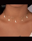 Nowa biżuteria 2 warstwy gwiazda księżyc choker naszyjnik miły prezent dla kobiety dziewczyna (zamówienie 3 sztuk mają 15% zniżk
