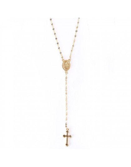 Gorący sprzedawanie świecący krzyż wisiorek naszyjnik długi imitacja łańcuch różaniec Madonna moneta naszyjniki wisiorki biżuter
