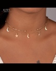 Nowa biżuteria 2 warstwy gwiazda księżyc choker naszyjnik miły prezent dla kobiety dziewczyna (zamówienie 3 sztuk mają 15% zniżk